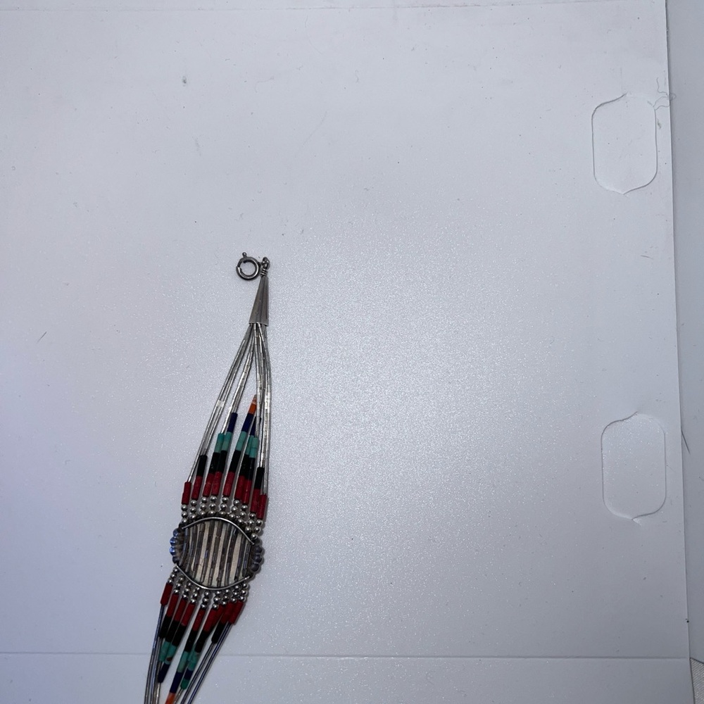 Vintage Navajo QT Sterling Silver Pendant Bracelet - Picture 7 of 14
